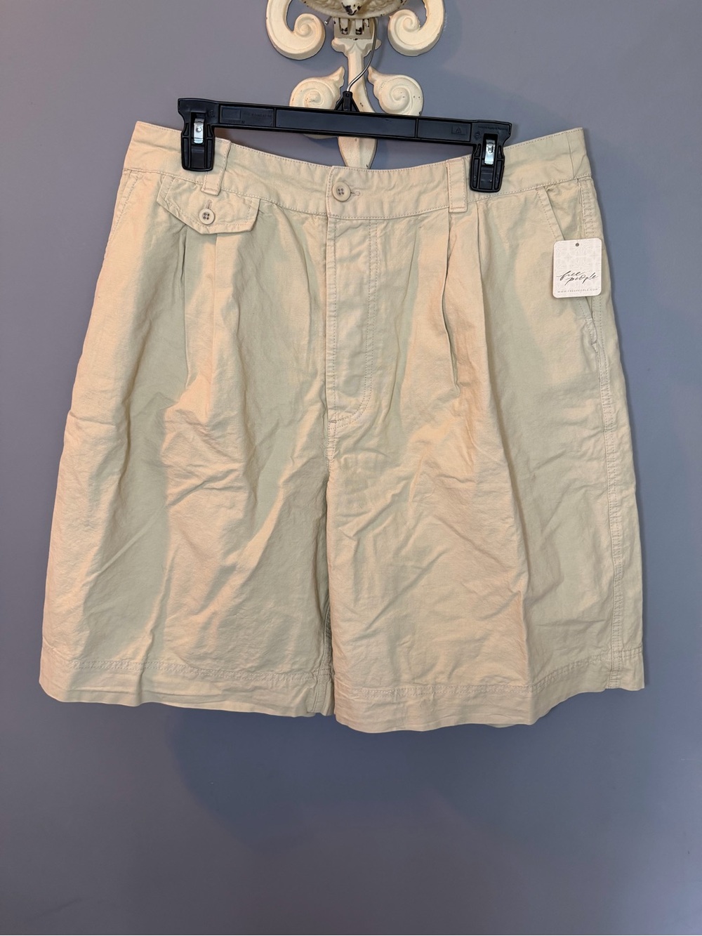 Free People Cream High-Waist Bermudas
